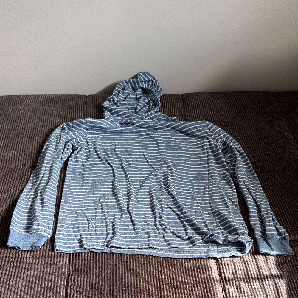 J.Crew Men's Blue White Striped Lightweight Hoodie Size Small